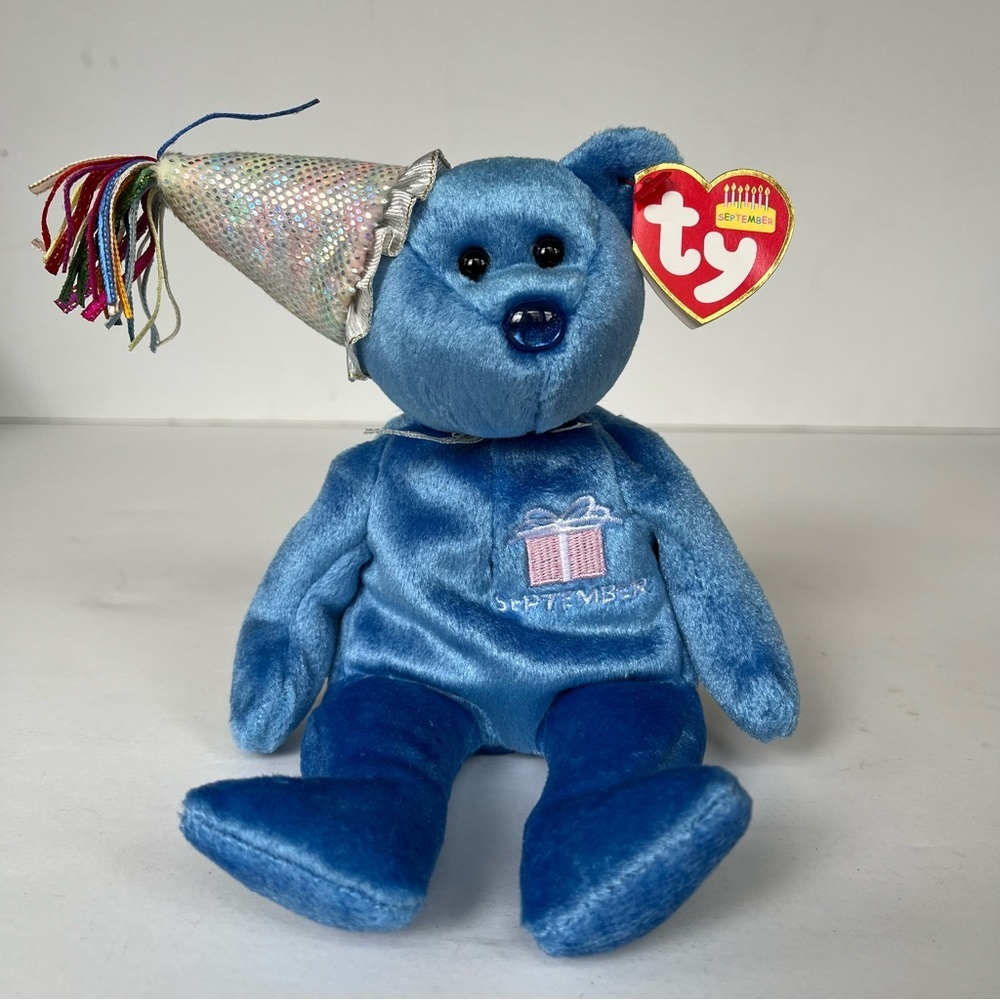 September Birthday Beanie Baby - Sapphire Teddy Bear